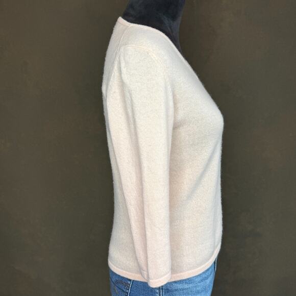 Worthington 100% Cashmere Sweater Women’s Small Blush Peach V-Neck 3/4 Sleeve - Picture 3 of 8